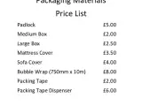 Packaging Materials Price List